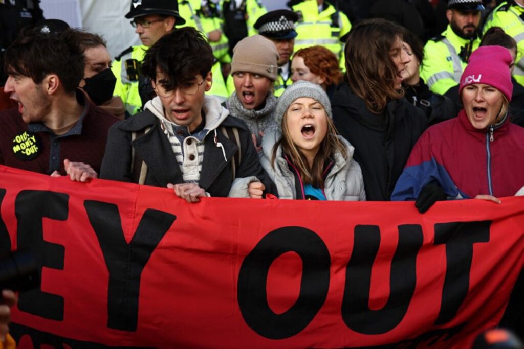 Greta Thunberg arrested during protest outside Energy Intelligence Forum in London