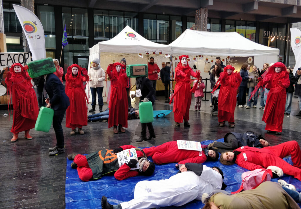 Extinction Rebellion protest outside Total Energies headquarters in Brussels