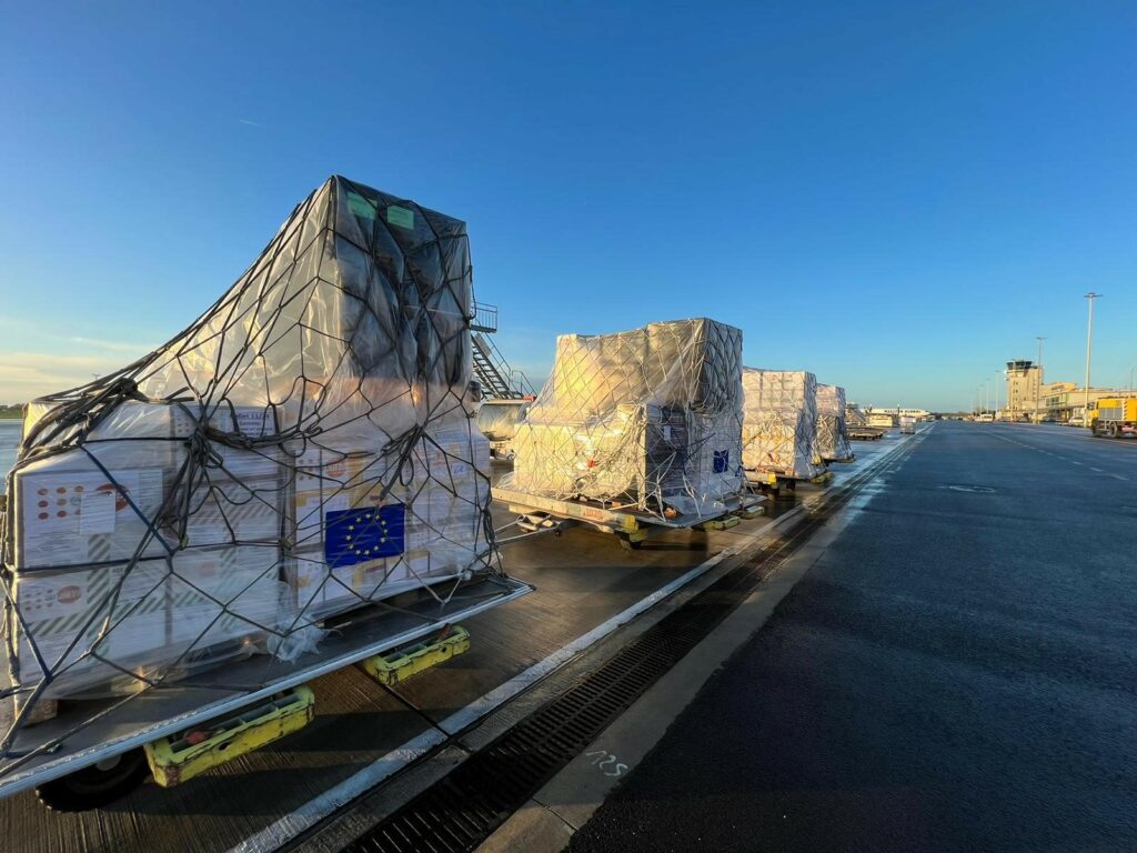 EU humanitarian aid planes for Gaza leave Ostend