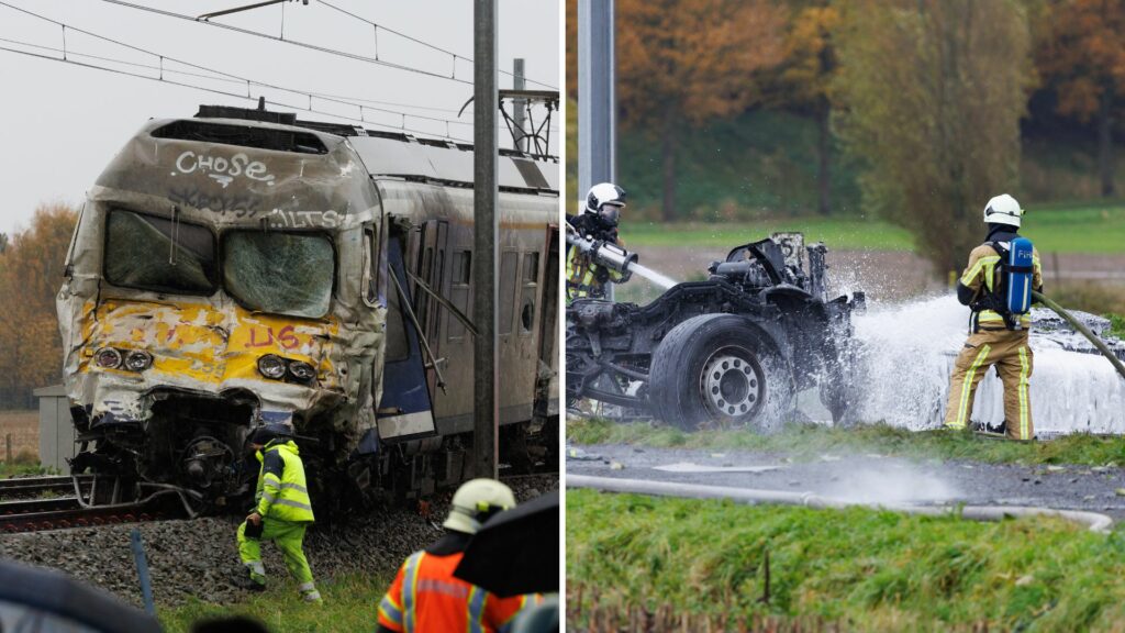 Train and lorry collide in West Flanders leaving driver seriously injured