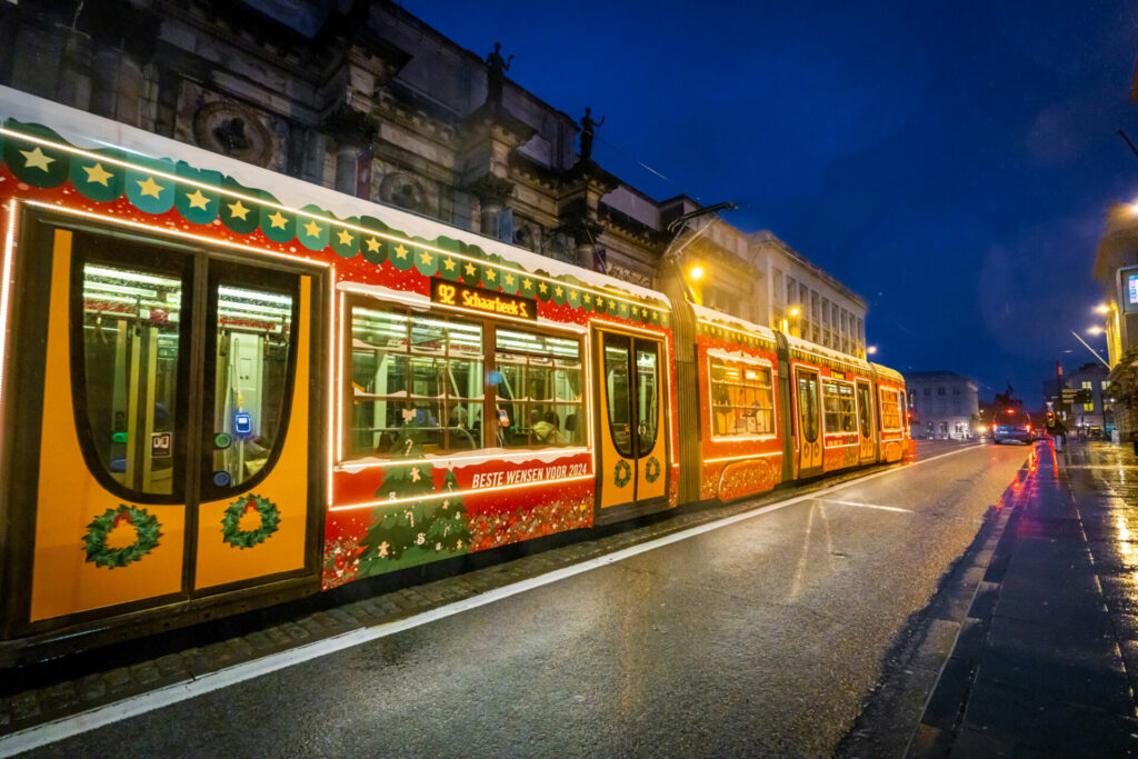 Christmas tram brings holiday cheer to Brussels