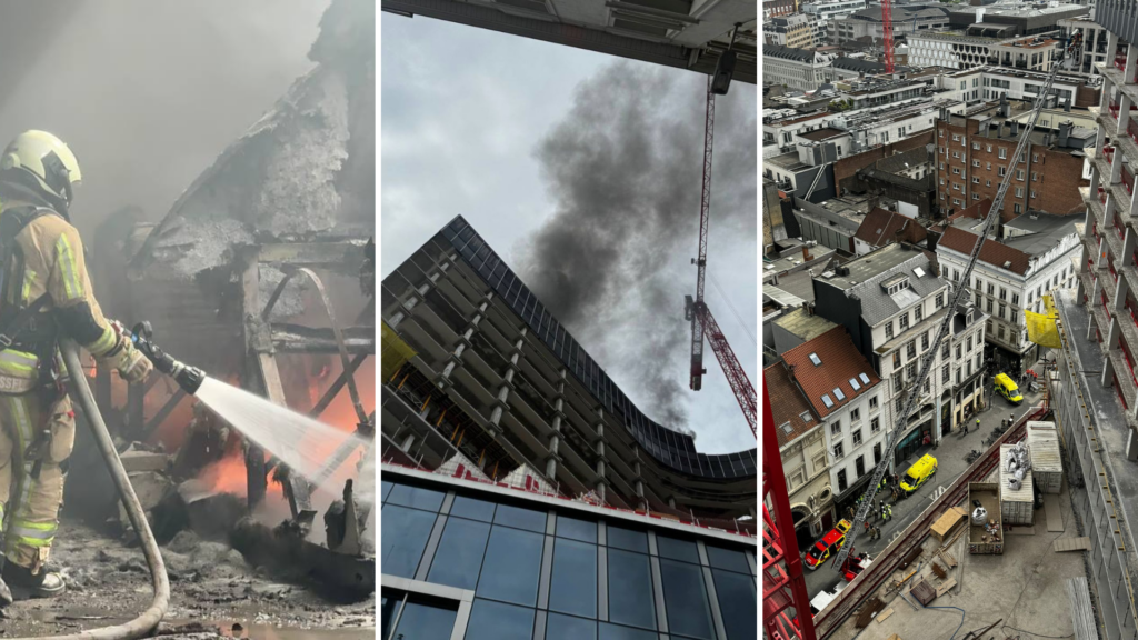 Large fire in Brussels city centre, helicopters used to rescue people on roof