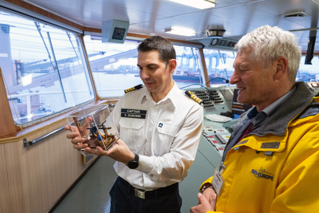 Mini version of Captain James Cook welcomed by Belgian ambassador in Sydney