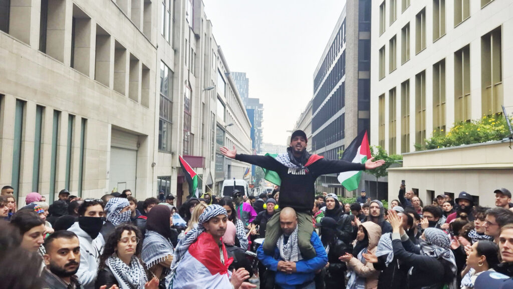 Around 600 pro-Palestinian protestors outside German embassy in Brussels