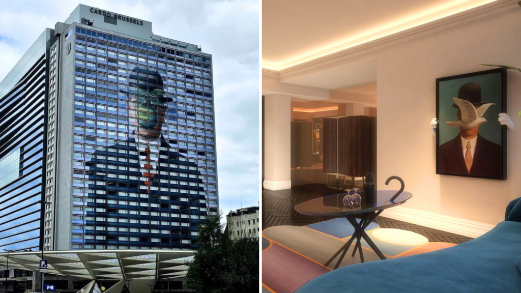 Brussels hotel façade boasts largest Magritte artwork in the world