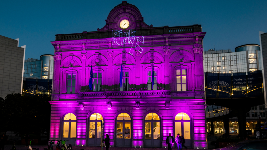 'Not just symbolic': European Parliament lights up in pink for Breast Cancer Awareness