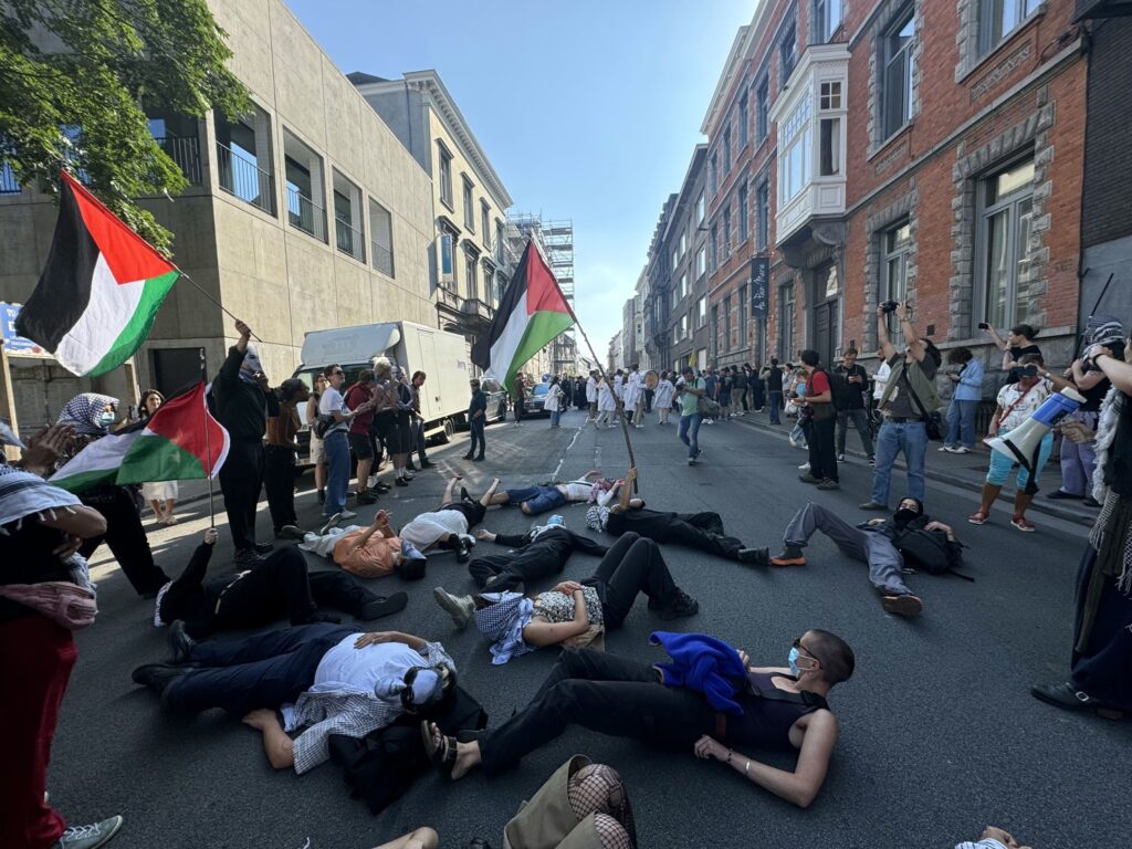 Pro-Palestinian activists block entrance to Ghent University building