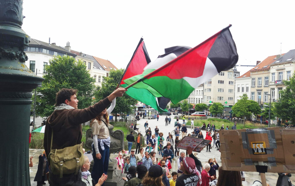 Palestinian activists, including Anuna De Wever, clash with police in Brussels