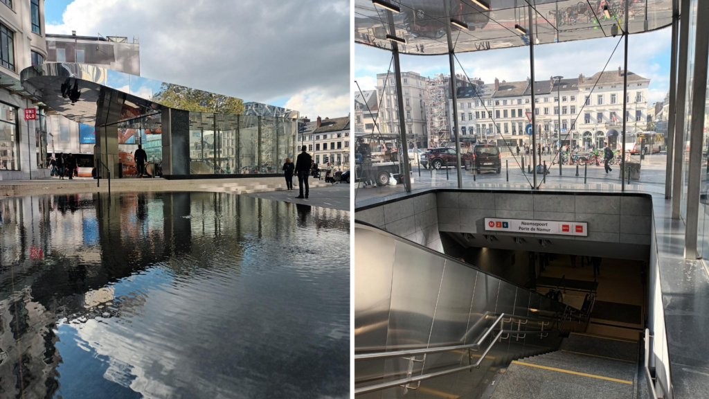 Porte de Namur Metro station entrance completes full makeover