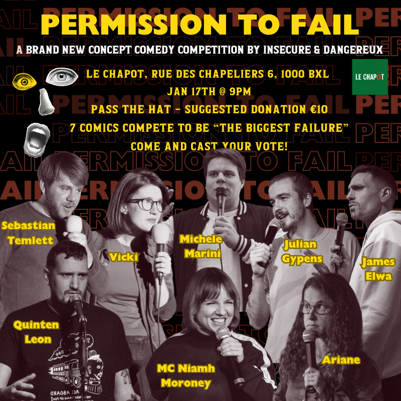 English stand up comedy with a permission to fail 