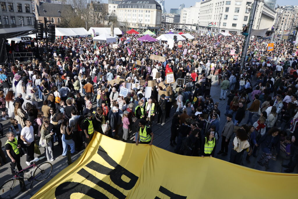 National march for women's rights marches through Brussels