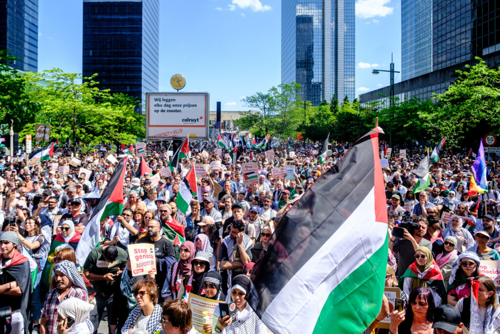 Demonstrators turn out in force in Brussels for ceasefire in Gaza (video)