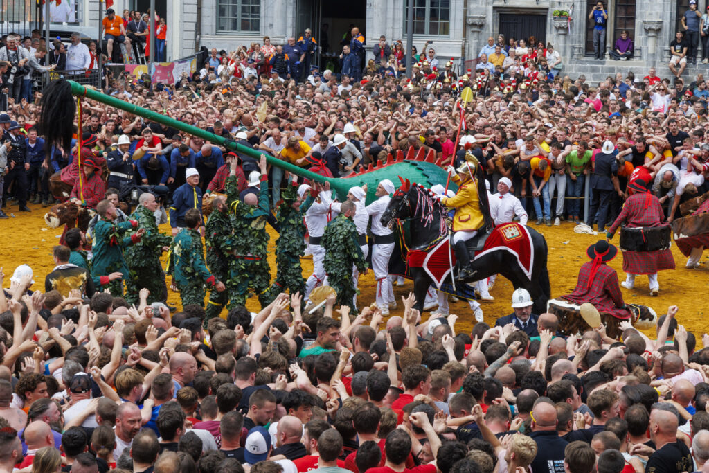 Ancient Ducasse of Mons festival lights up town with parades and dragon Battle