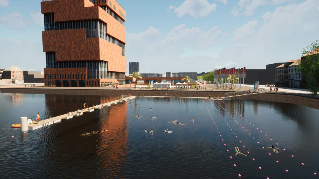 Open-air swimming space opens up at Antwerp MAS for the summer
