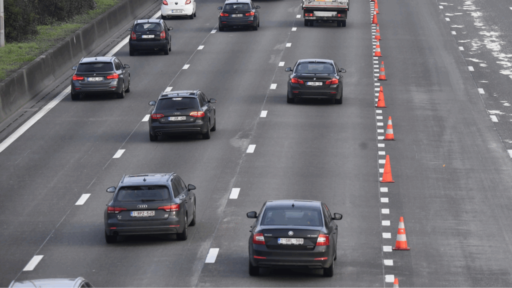 Traffic jams in motorways in Brussels and Antwerp