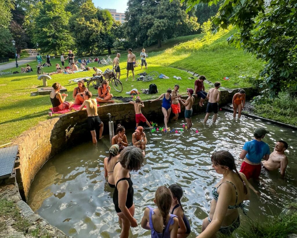 Brussels residents swim in park spring over lack of open-air bathing spots