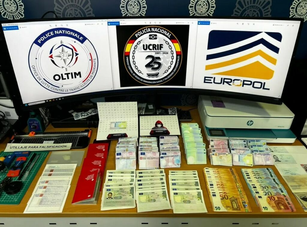 Europol dismantles migrant smuggling workshop forging EU IDs in Spain