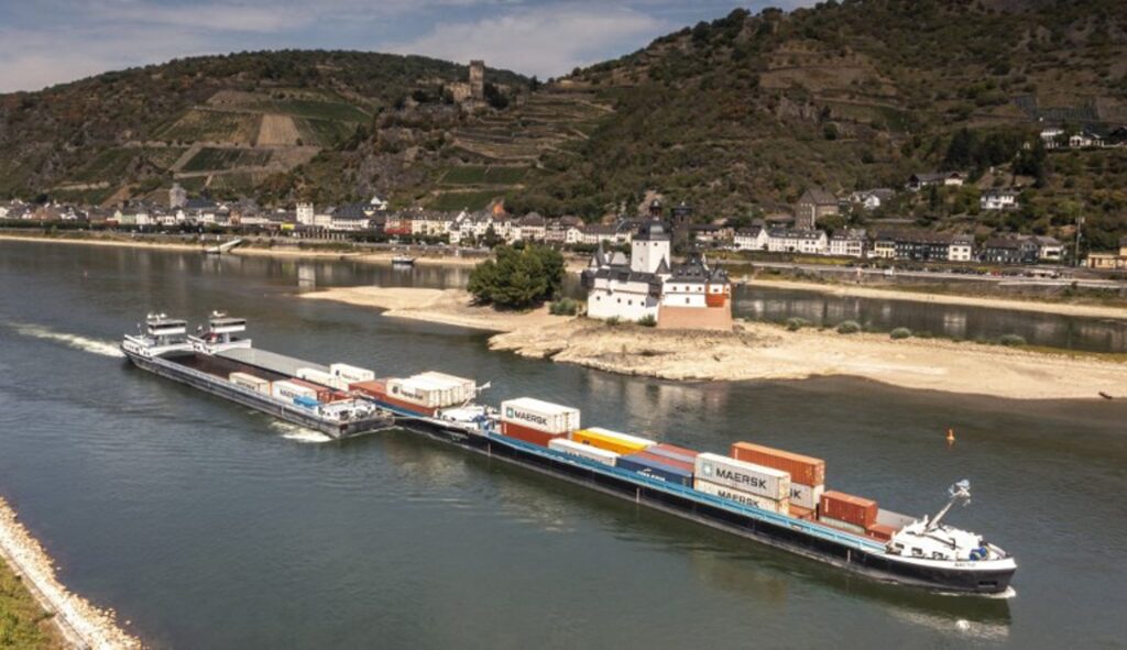 Inland shipping at risk as low water levels threaten to 'split the Rhine in two'