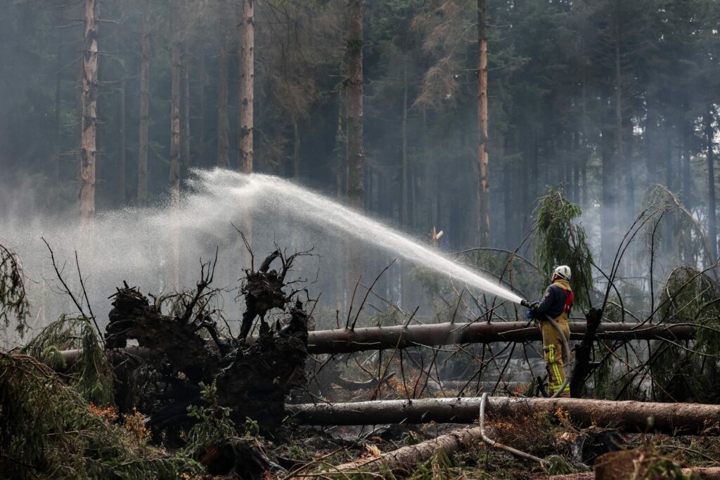 About 100 people were deployed fighting High Fens fire overnight, situation improving