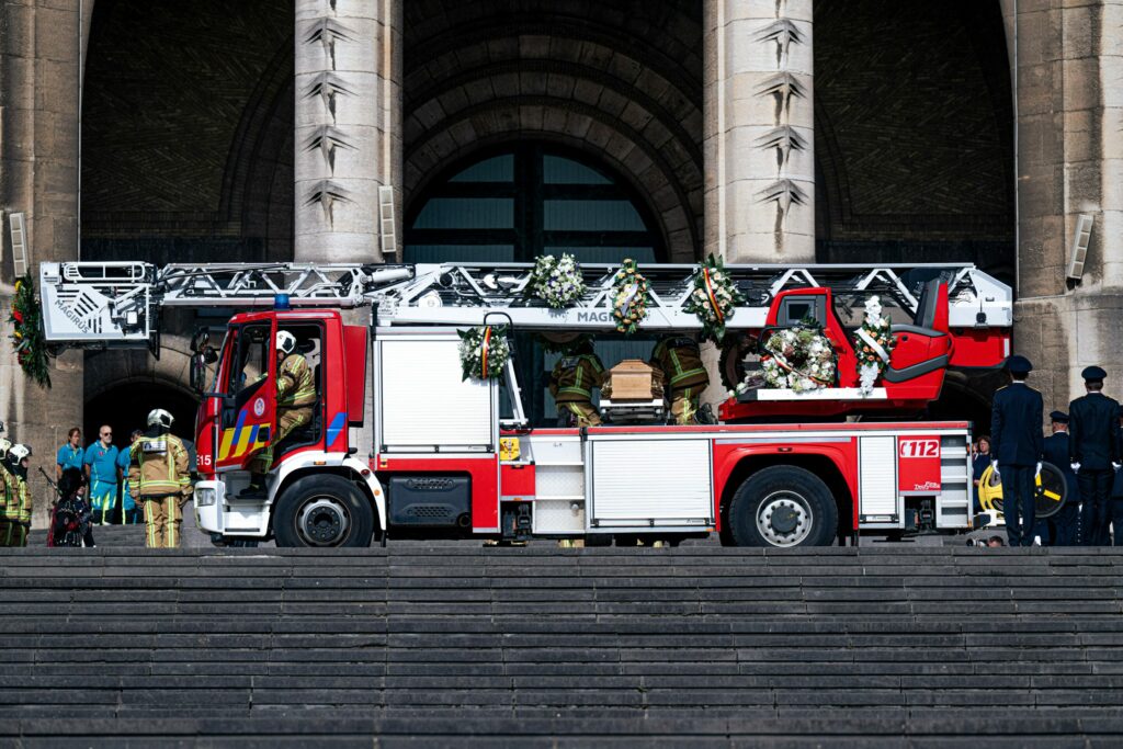 Final tribute to Brussels firefighter Olivier Francotte at Koekelberg Basilica