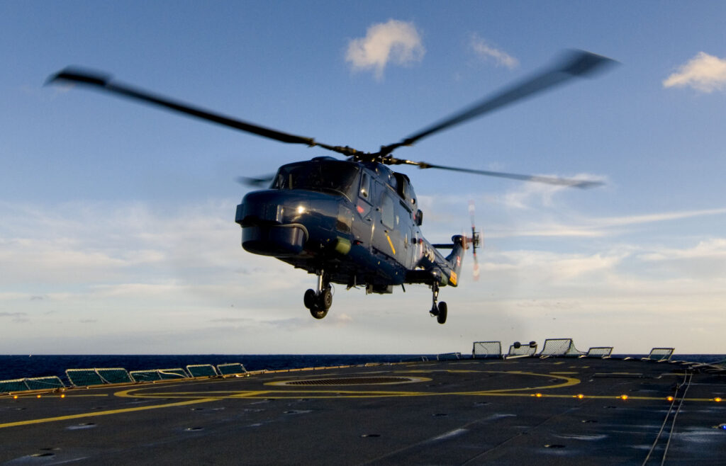 Russian frigate fires flares at Danish military helicopter