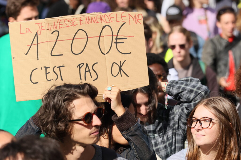 Students protest in Brussels against an increase in tuition fees
