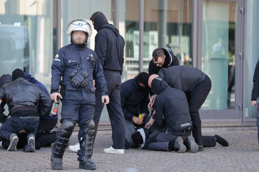 Metro station closed after police and protestors clash near Brussels Midi station